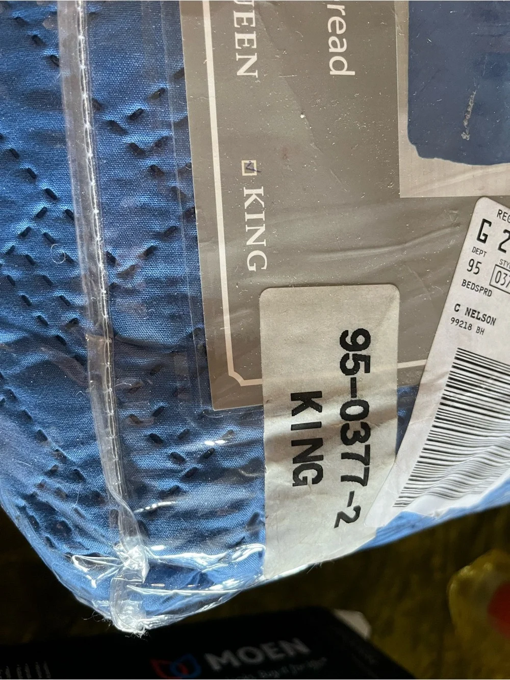 King Fitted Bedspread - Blue, New Old Stock